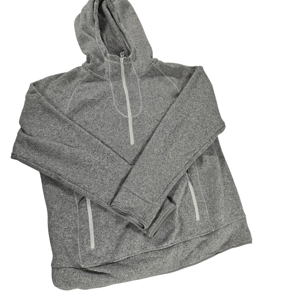 The North Face Womens XL Crescent Hooded Pullover‎ Grey Quarter Zip Fleece A58P